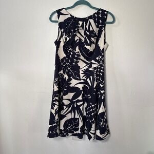 ALYX petite Women's Navy White Floral Sleeveless Sheath Dress Size 12